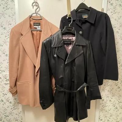 Wilson’s Black Leather Jacket, Harve Benard & Requirements 100% Wool Women's Coats