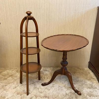 Tiered Shelf with Tilt Top Tray Table