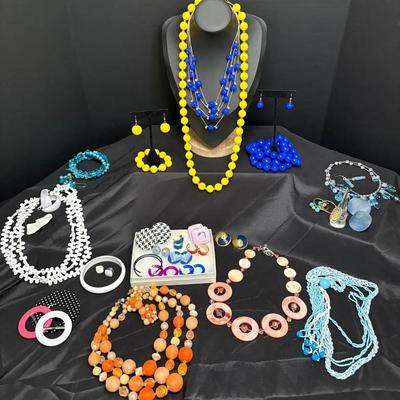 80's Style Bright And Colorful Costume Jewelry  