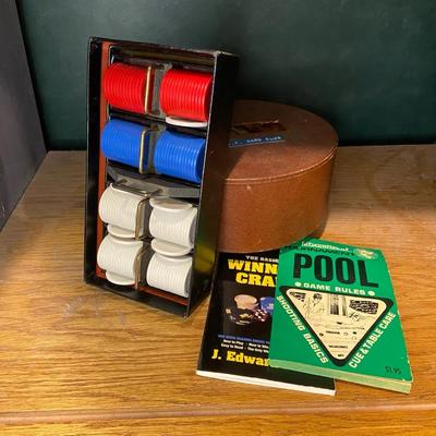 Vintage Poker Game Chips And Caddy With Game Books