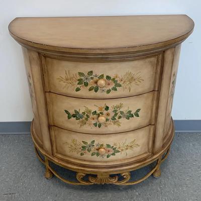 Half Circle Wooden Dresser With Floral Painted Designs