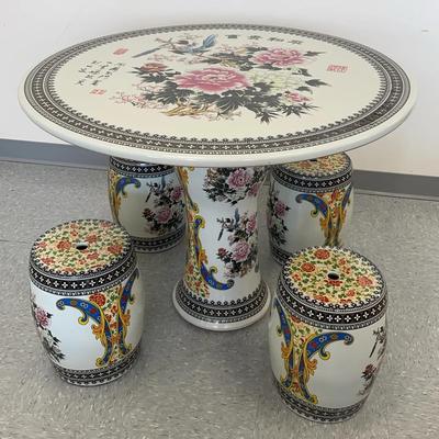Vintage Porcelain Garden Table & 4 Chairs