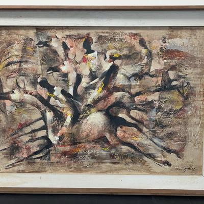 Oil On Board Framed Painting "Horseman" By Raymond Howell