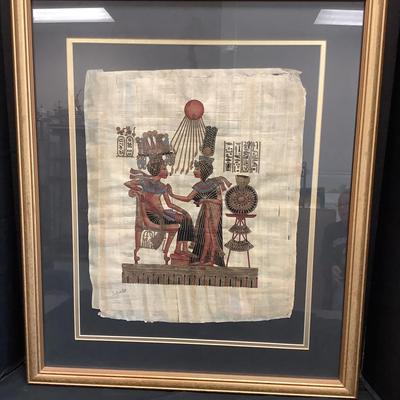 Framed & Matted Egyptian Papyrus Painting