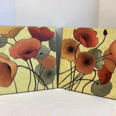 Pair Of Novak Canvas Poppies 