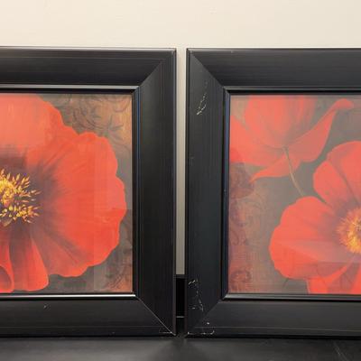 Pair Of Rouge Poppies Frames Prints