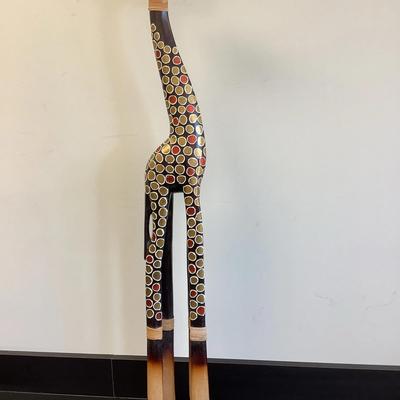 Carved Wood Colorful Giraffe 