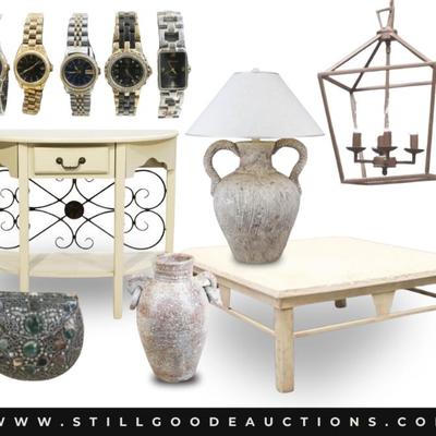 Always a little something for everyone!  Cast iron, coach, lamps, Samsung, crystal, lamp bergere, Le Creuset, artwork, Marshall pottery,...