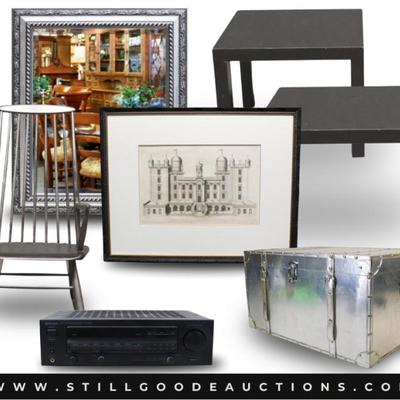 Always a little something for everyone!  Cast iron, coach, lamps, Samsung, crystal, lamp bergere, Le Creuset, artwork, Marshall pottery,...