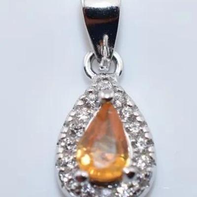 Natural Pear Orange Sapphire Sterling Silver Pendant