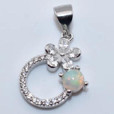 Natural Fire Opal Sterling Silver Pendant