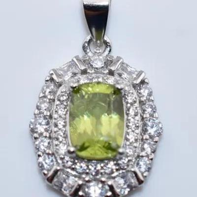 Natural Peridot Sterling Silver Pendant