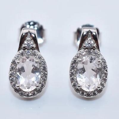 Oval Morganite Sterling Silver Earrings