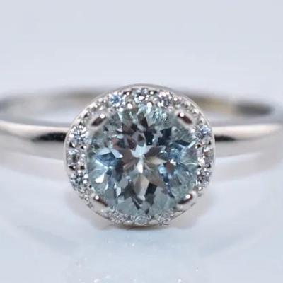 Natural Cushion Aquamarine Sterling Silver Ring