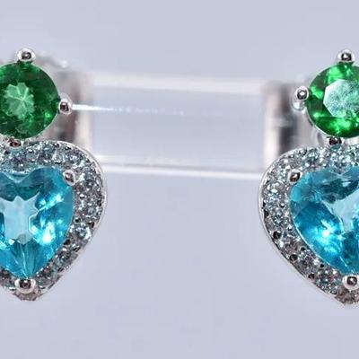 Blue & Green Topaz Sterling Silver Earrings