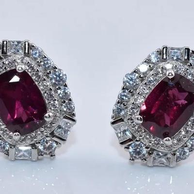 Natural Garnet Sterling Silver Earrings