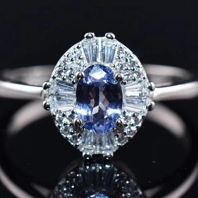 Natural Oval Tanzanite Sterling Silver Ring