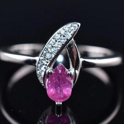 Pear Ruby Sterling Silver Ring
