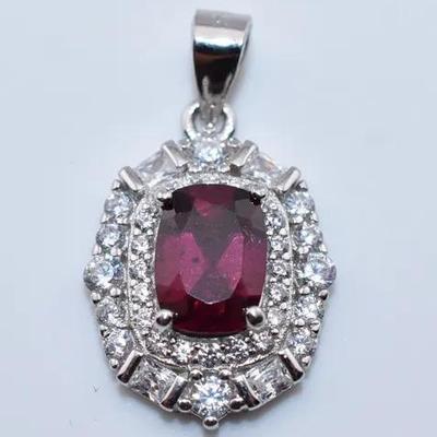 Natural Garnet Sterling Silver Pendant