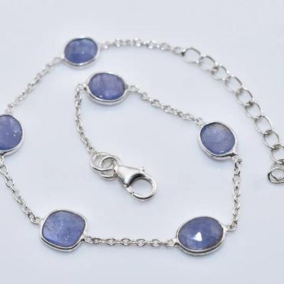Natural Tanzanite Sterling Silver Bracelet