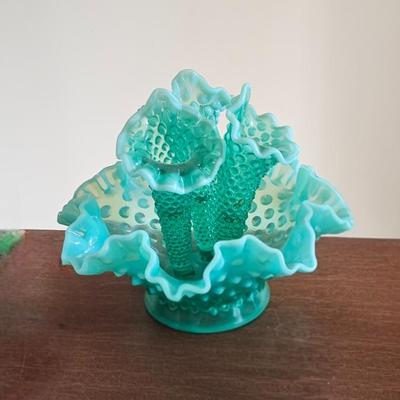 Sale Photo Thumbnail #4: Vintage Fenton Hobnail Glass epergne 