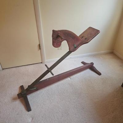 Sale Photo Thumbnail #20:  "Cals Colt" Primitive hobby horse with wooden spring