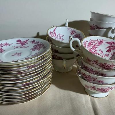(14) Coalport Birds And Flowers Footed Tea Cup And Saucers 