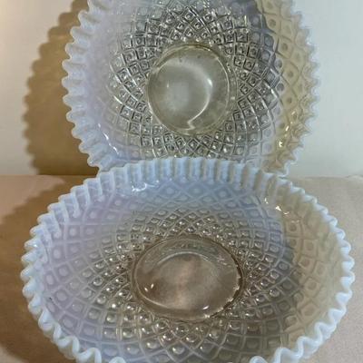 Fenton Diamond Lace Opalescent Flat Dishes 