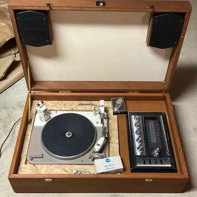 Vintage Morse 31H Tuner With Garrard Turntable In Wooden Case 30x19.5x8.5”