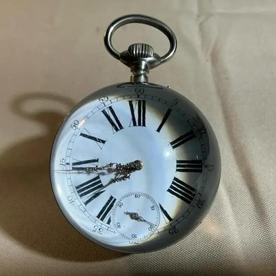Glass Ball Double Dial Orb Desk Clock (possibly Silver) 