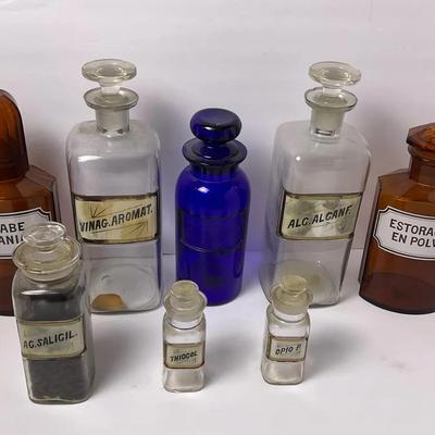 Vintage Apothecary Glass Bottles