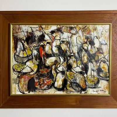 Mid Century Abstract Signed Painting - 18X23”