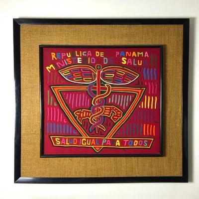Panamanian Indigenous Guna Mola Fabric Art Of Health Tapestry 27x25.5”