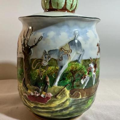 Royal Doulton Porcelain Tobacco Jar With Fox Hunt Scene 