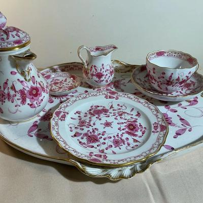 Meissen Porcelain Pink Indian Tea Set 