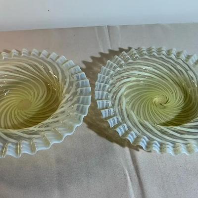 Fenton Optic Wave Duffel Glass Flat Dishes 