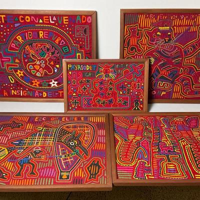 Panamanian Indigenous Guna Mola Fabric 5 Artworks