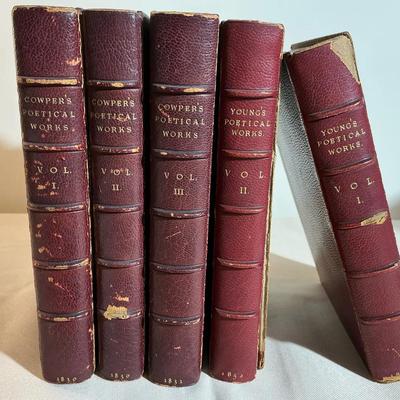 Cowpers And Young 1800’s Political Works Leather Bound Books 
