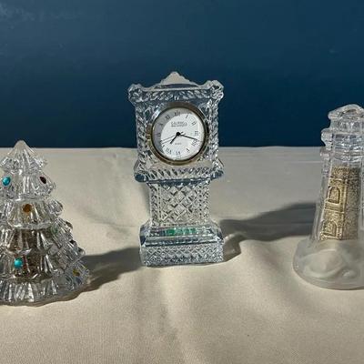 Lenox Crystal Salt And Pepper Shakers With Galloway Crystal Clock 