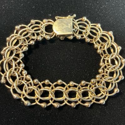 14k Gold Charm Link Bracelet (8 Inch) (28.91 Grams)