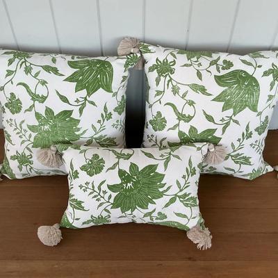 Serena & Lily Green Floral Patio Pillows