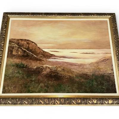 Luigi Ulio “Golden Sunset” Large Oil Painting (48.25 x 38.25)