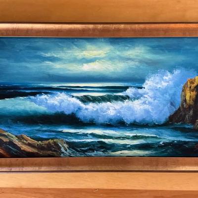 Stevens Crashing Waves Painting (18 x 33)