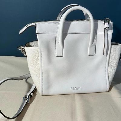 Coach Bleaker Mini Riley White Leather Crossbody 