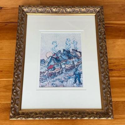Vincent van Gogh “Houses and Figure” Nicely Framed Print (21.5 x 27.5)
