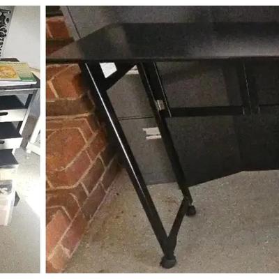 Folding Desk with Drawers, Stamping Supplies, and Photography Framing Items