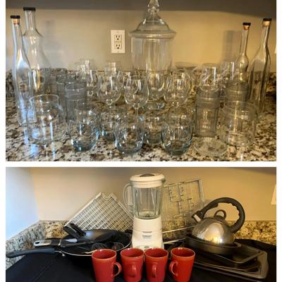 Cookware and Glassware Grouping with Cuisinart Blender