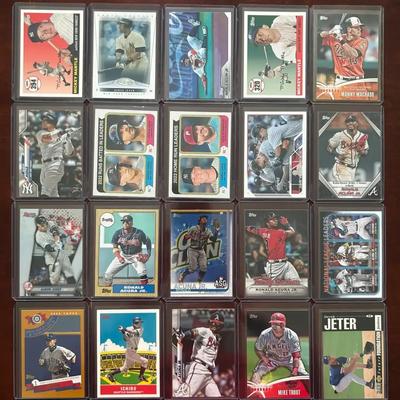 Baseball Cards. Mickey Mantle, Aaron Judge, Ronald Acuna Jr. Inserts, Trout, Jeter, Ichiro, and More