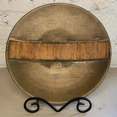 Pottery Charger W/ Cork Insert On Metal Stand