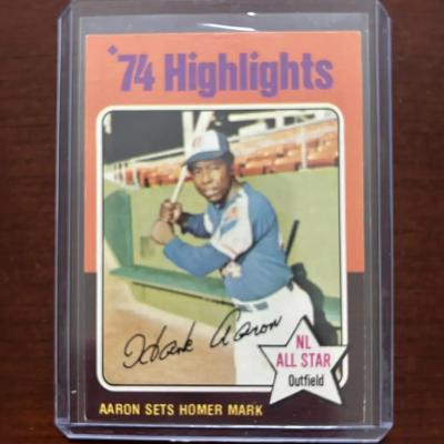 1975 Topps Baseball Card. Hank Aaron - Highlights. Card #1